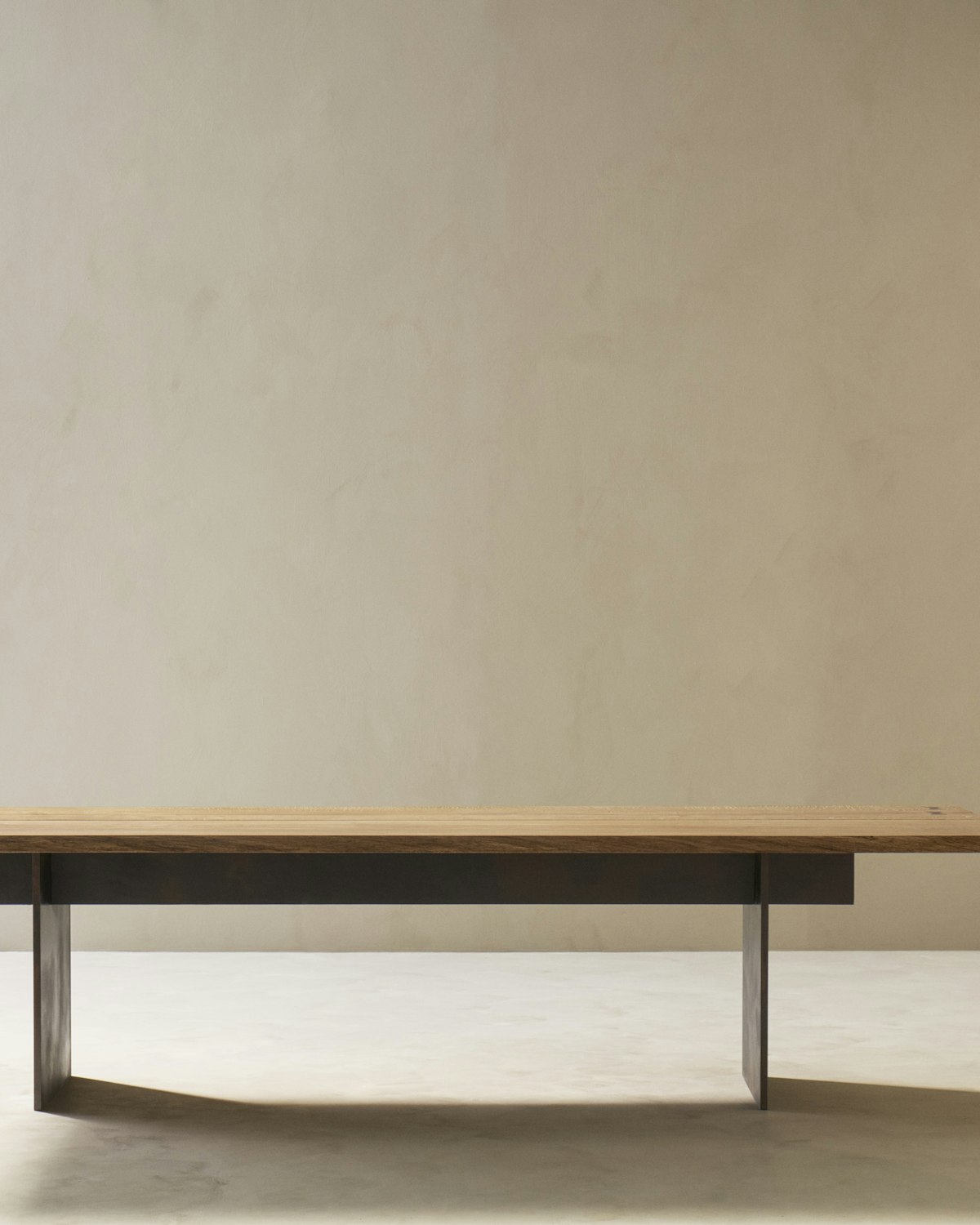 Rail dining table — Oak, two sections of timber — Veermakers