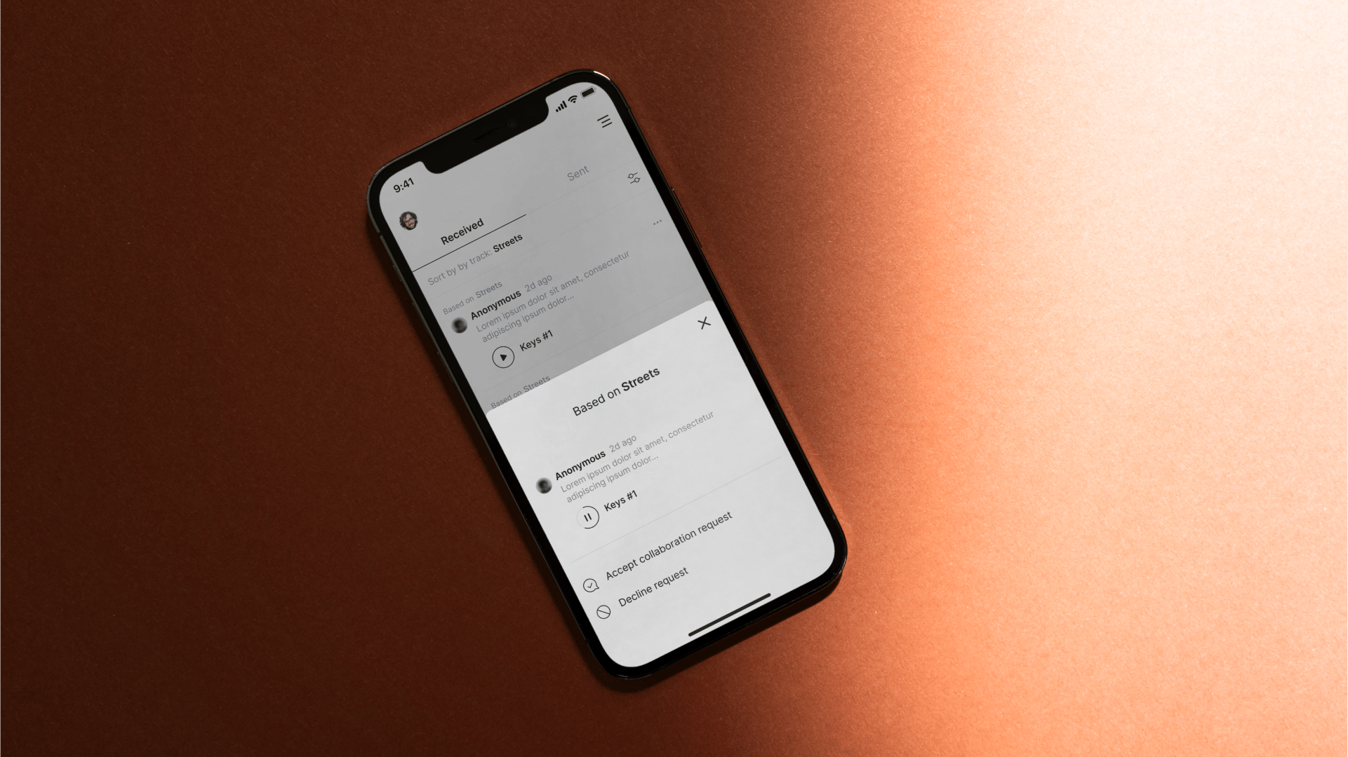 Image of phone showing music recommendation