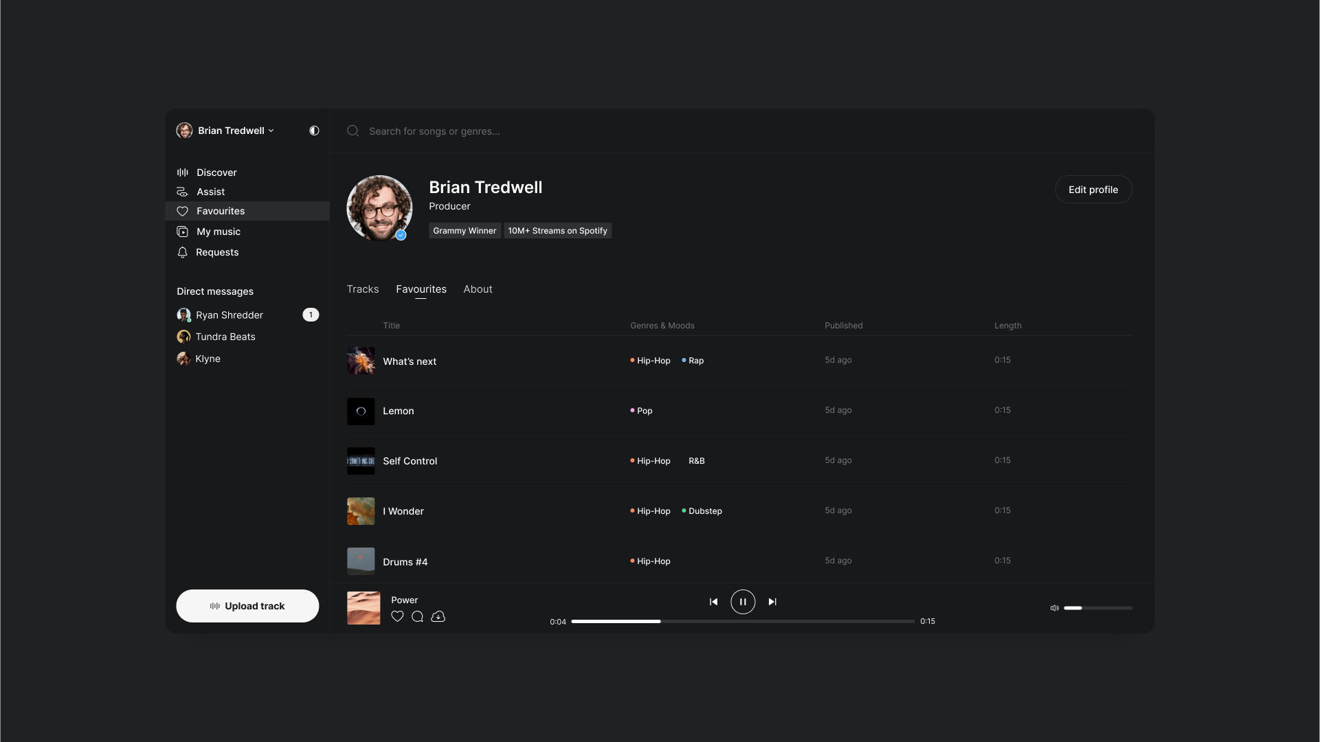Image of Blurry platform profile page