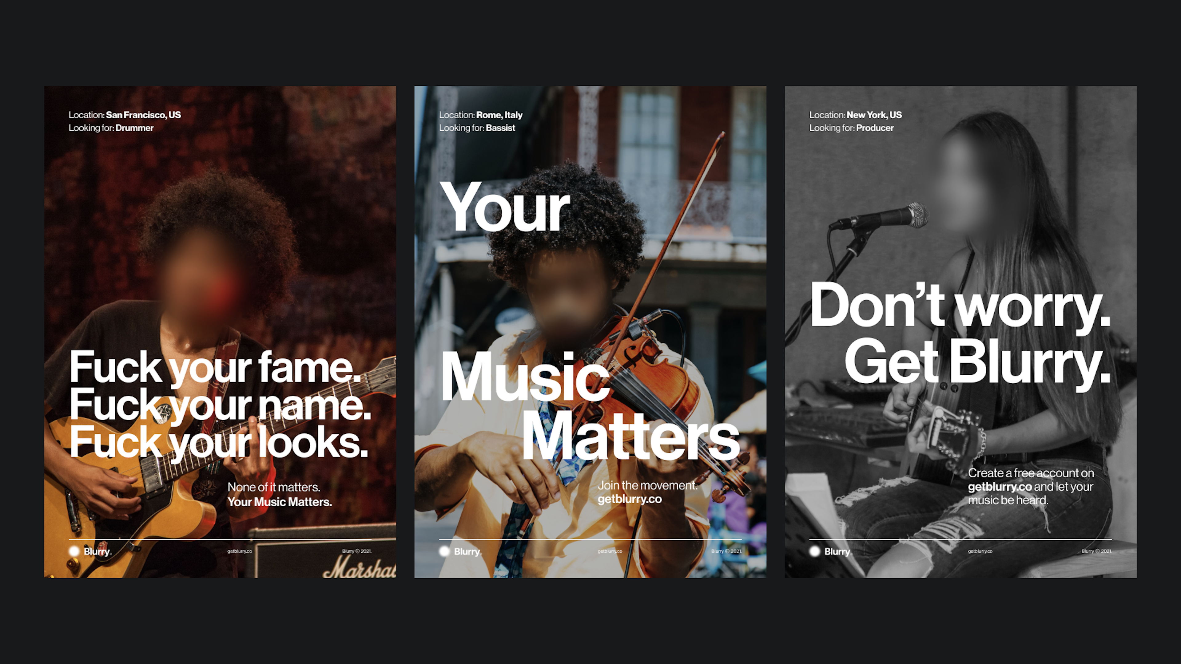 Image of Blurry posters with brand statements