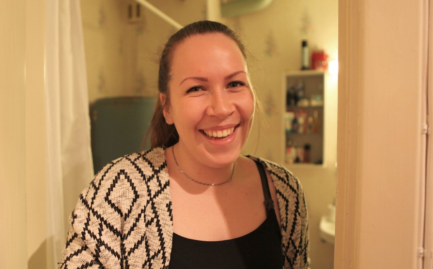 Helene Szabo Aaberg, 20 år, vant i andelsbank 050415. Nå skal hun pusse opp badet.