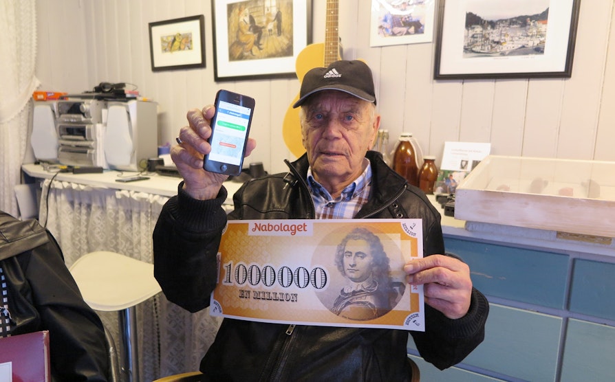 Viktor Gillstrøm (93) fra Sagvåg i Stord kommune spilte på mobil og ble Nabolaget-millionær.