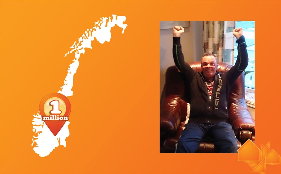 Nils Johan Haugerud (55) fra Åmot i Modum vant en million kroner i Nabolaget fredag 11. mars 2016.