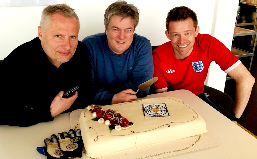 Per Emil Granmorken
Ole Morten Bratberg
Kjetil Berntsen
feirer Leicester Premier League-gull mai 2016