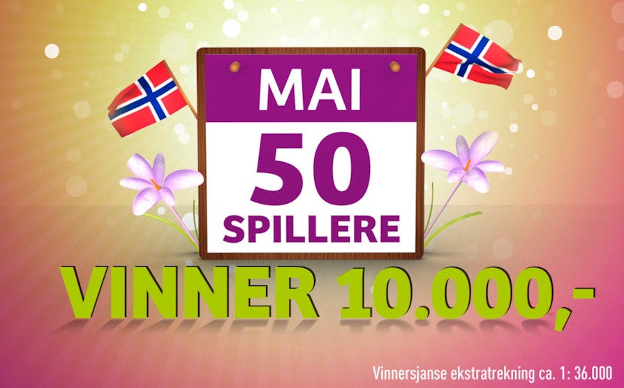 EXTRA ekstra extra-trekninger i hele mai illustrasjon 50 premier