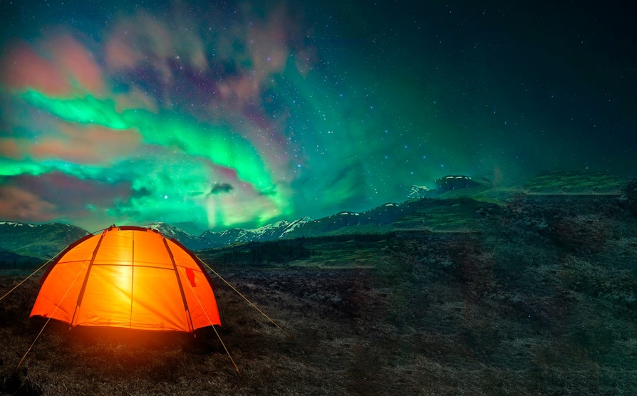 Lotto, bucket list, shutterstock, nordlys, illustrasjon, telt, shutterstock