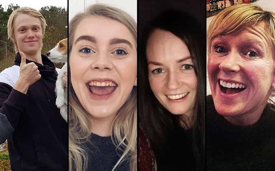Fire av Bucket List-vinnerne: Sander Lindberg Olsen, Ann-Helen Brakstad, Eli Seglem og Kjersti Skjåk Astad.