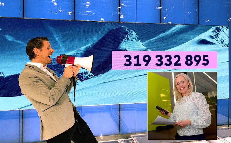 Reidar Buskenes, programleder, og Ingrid Roterud Mathisen, vinneransvarlig.
