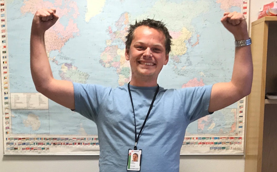 Joachim Torkelsen fra Sola - vant 1 million kroner i vekking fra Hamar fredag 19. oktober 2018. Vekkekampanje.
Foto: Privat
