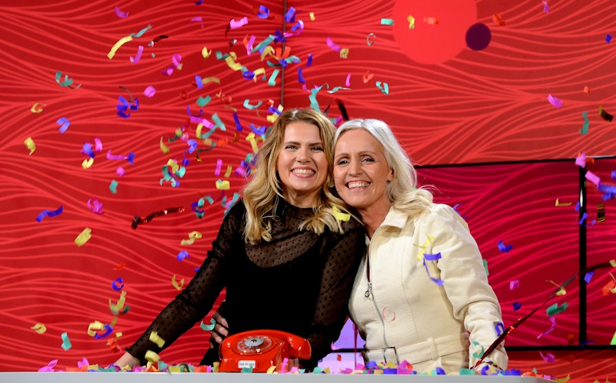 Ingrid Roterud Mathisen (t.h.) og Pernille Storholm Skaret. Direktesending Facebook fredag 24. januar 2020. 100.000 kroner.