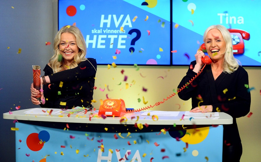 Hva skal vinneren hete. Direktesending, livesending onsdag 27. mai 2020. Ane-Marthe Pedersen (t.v.) og Ingrid Roterud Mathisen.