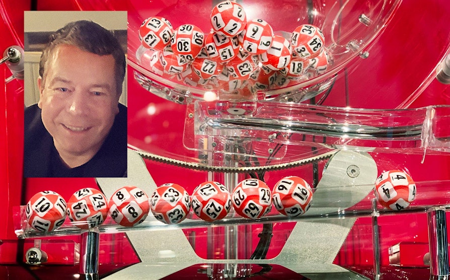 Lotto-rekke og bilde av en av vinnerne