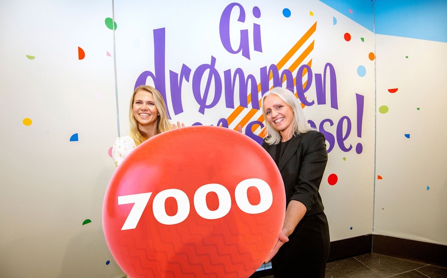 Pernille Storholm Skaret (t.v.) og Ingrid Mathisen. Lotto-millionær nr. 7000. Kommer den lørdag 21. august 2021?