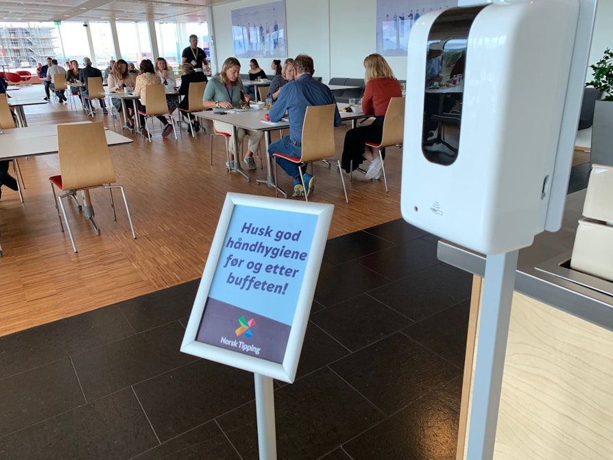håndvask i kantina