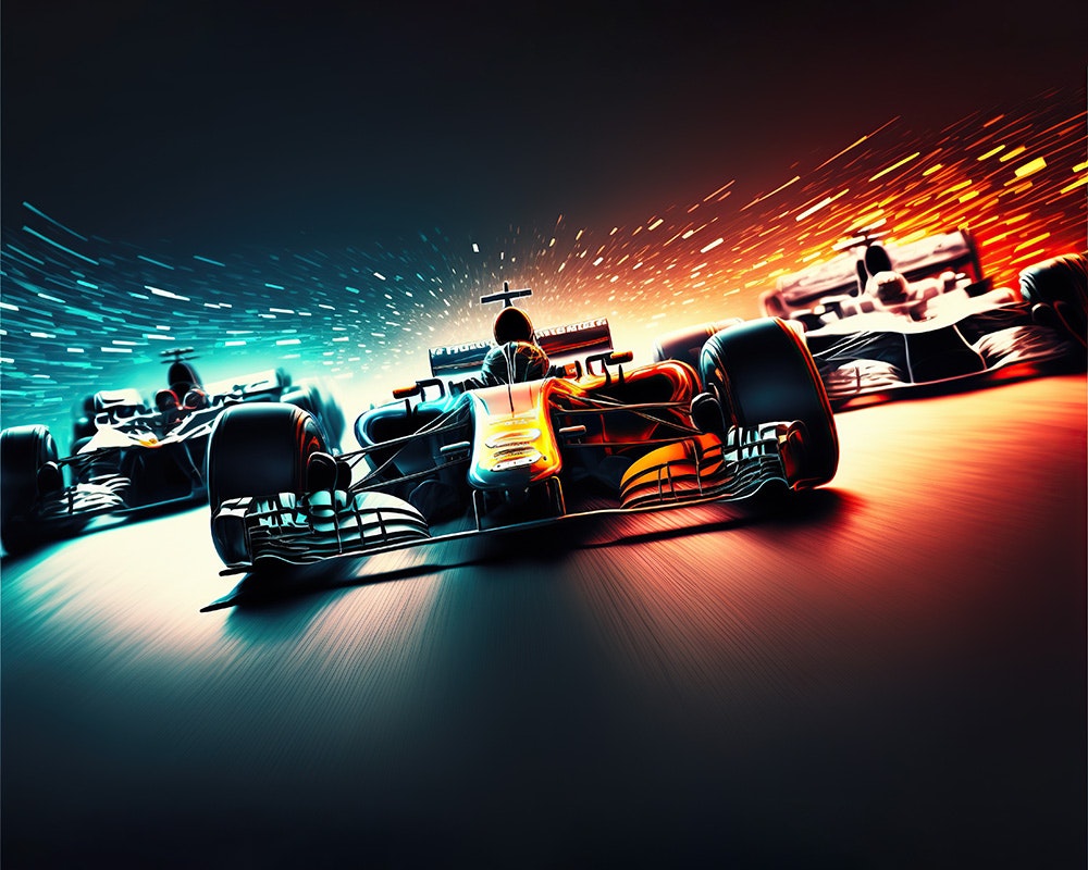Tre Formel 1-biler