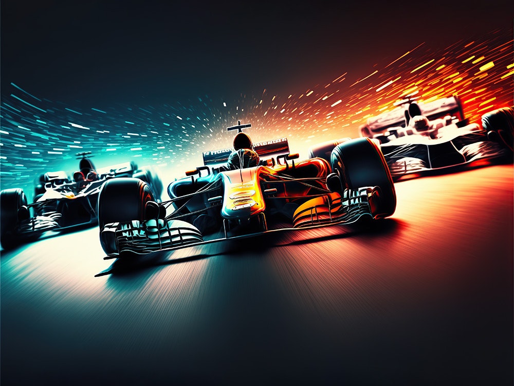Tre Formel 1-biler