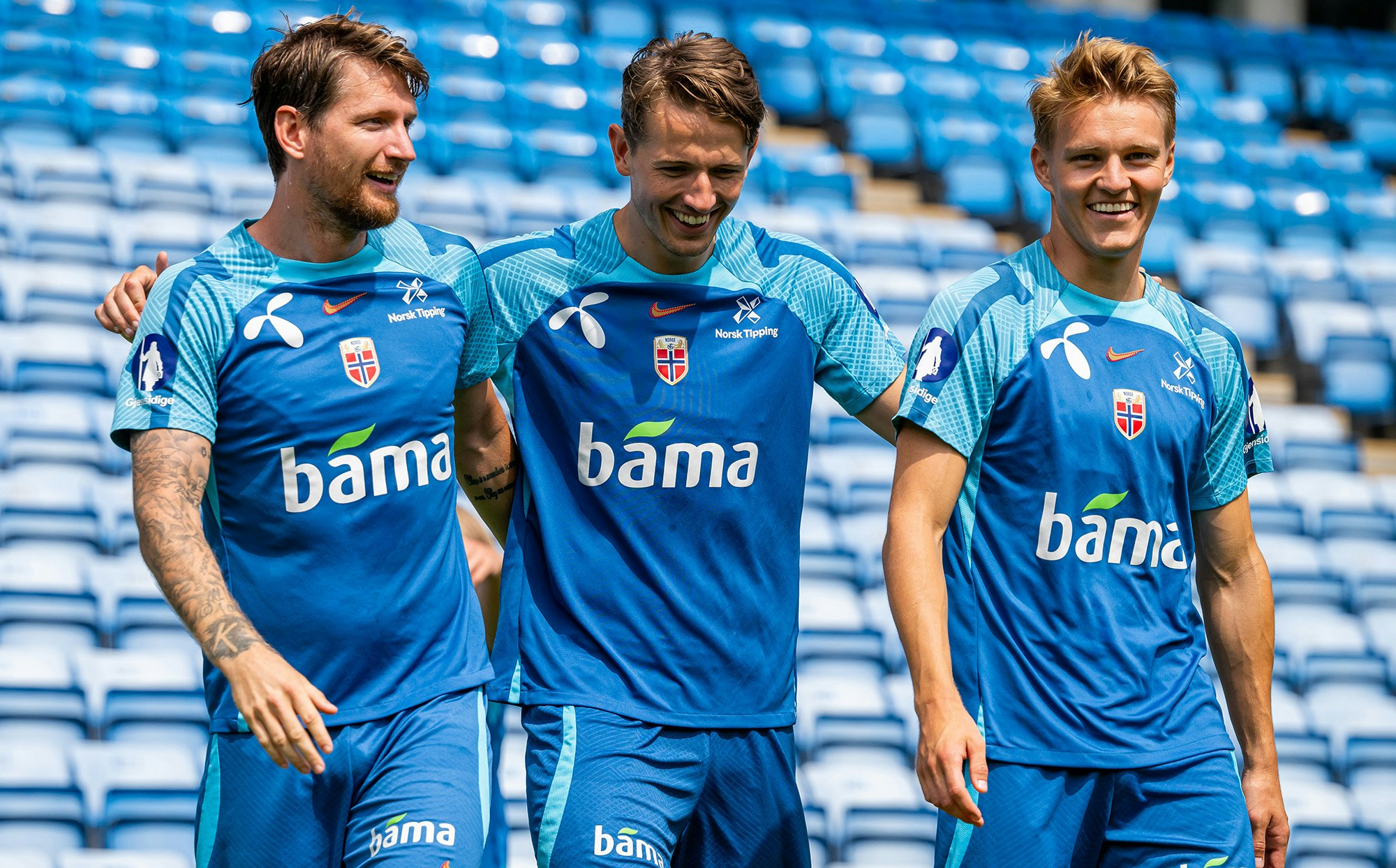 Stefan Strandberg, Sander Berge og Martin Ødegaard på landslagstrening sommeren 23