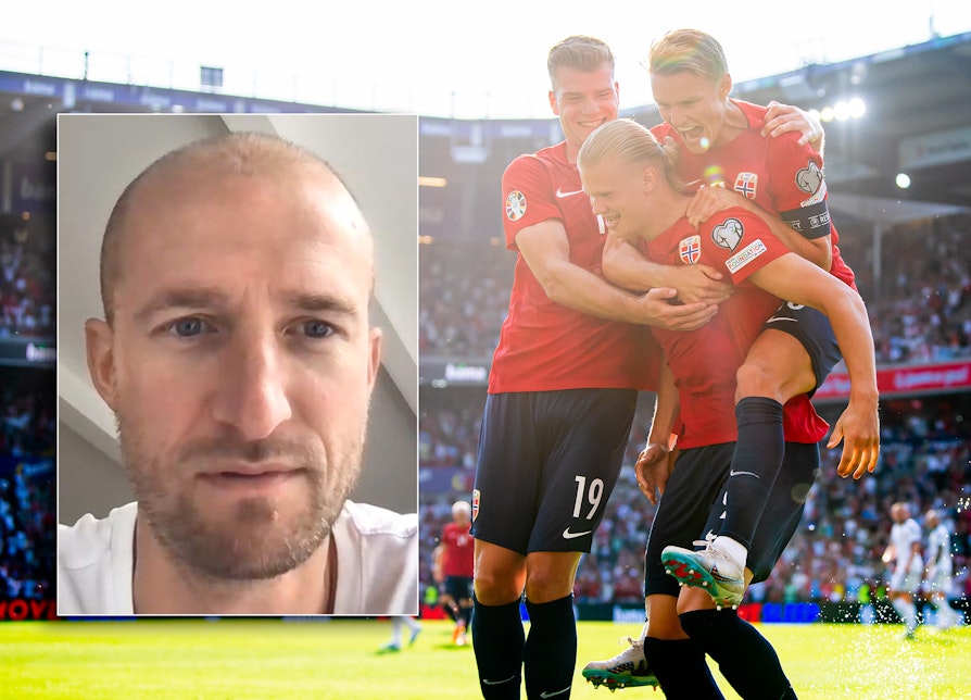 F.v. Alexander Sørloth, Erling Braut Haaland og Martin Ødegaard under landskamp på Ullevaal stadion. Spilleransvarlig på det norske landslaget Brede Hangeland innfelt.