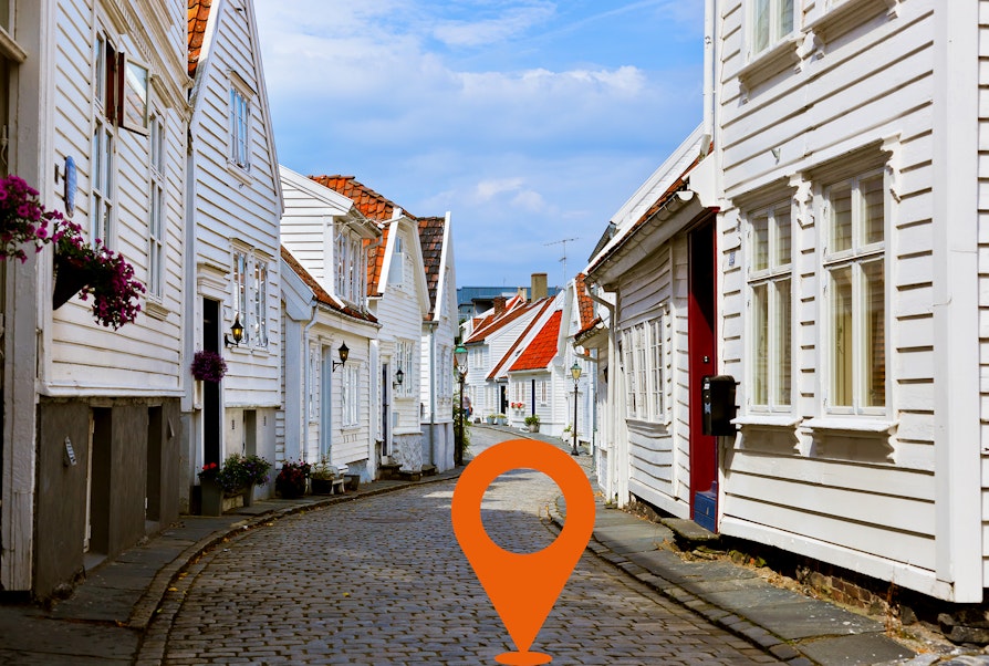 Bilde fra gågate i gamle Stavanger