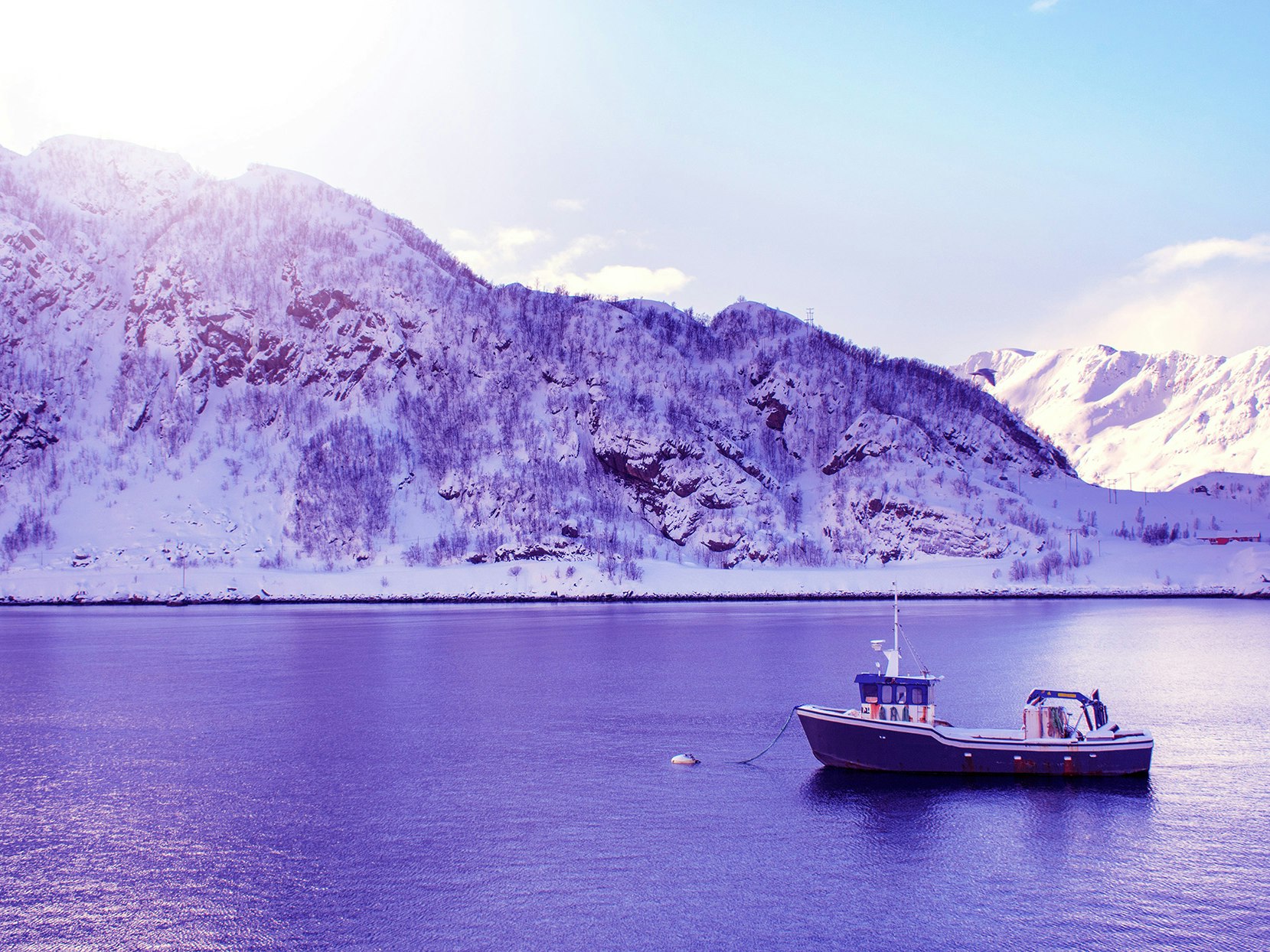 Båt i havet utenfor Loppa i Finnmark