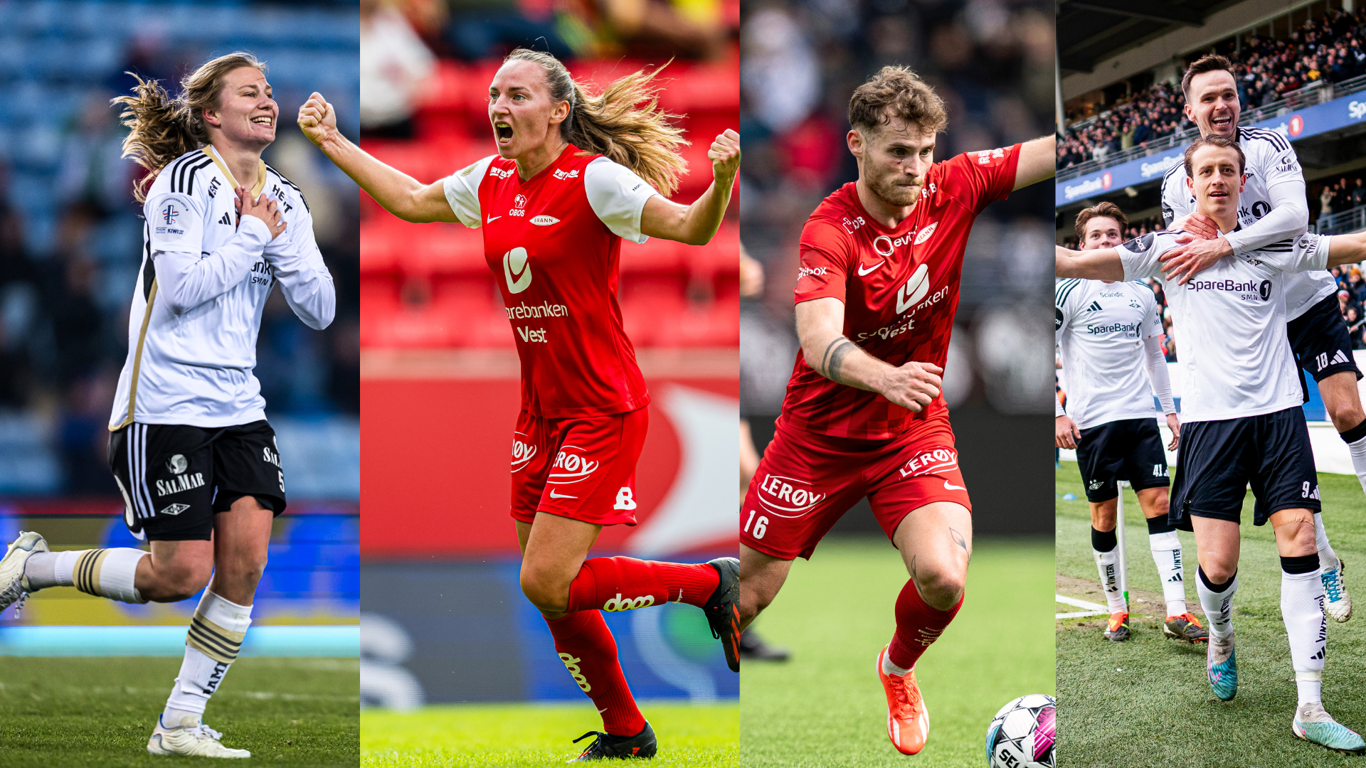 Bilde satt sammen av spillere på herrelagene og damelagene til Brann og Rosenborg