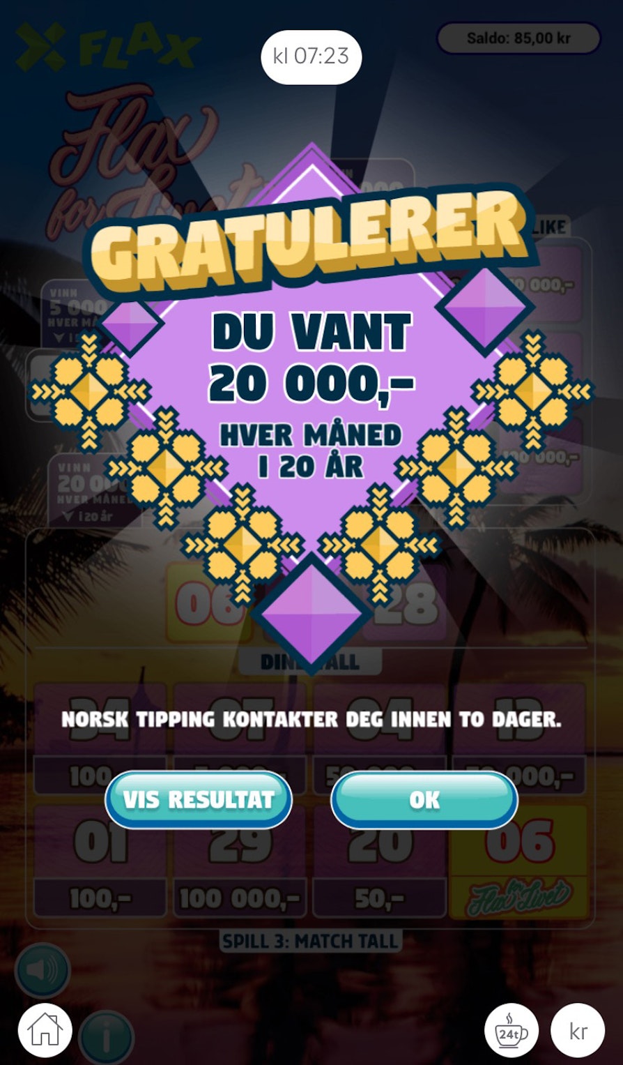 Bildet av toppremien på Flax for Livet på mobil.