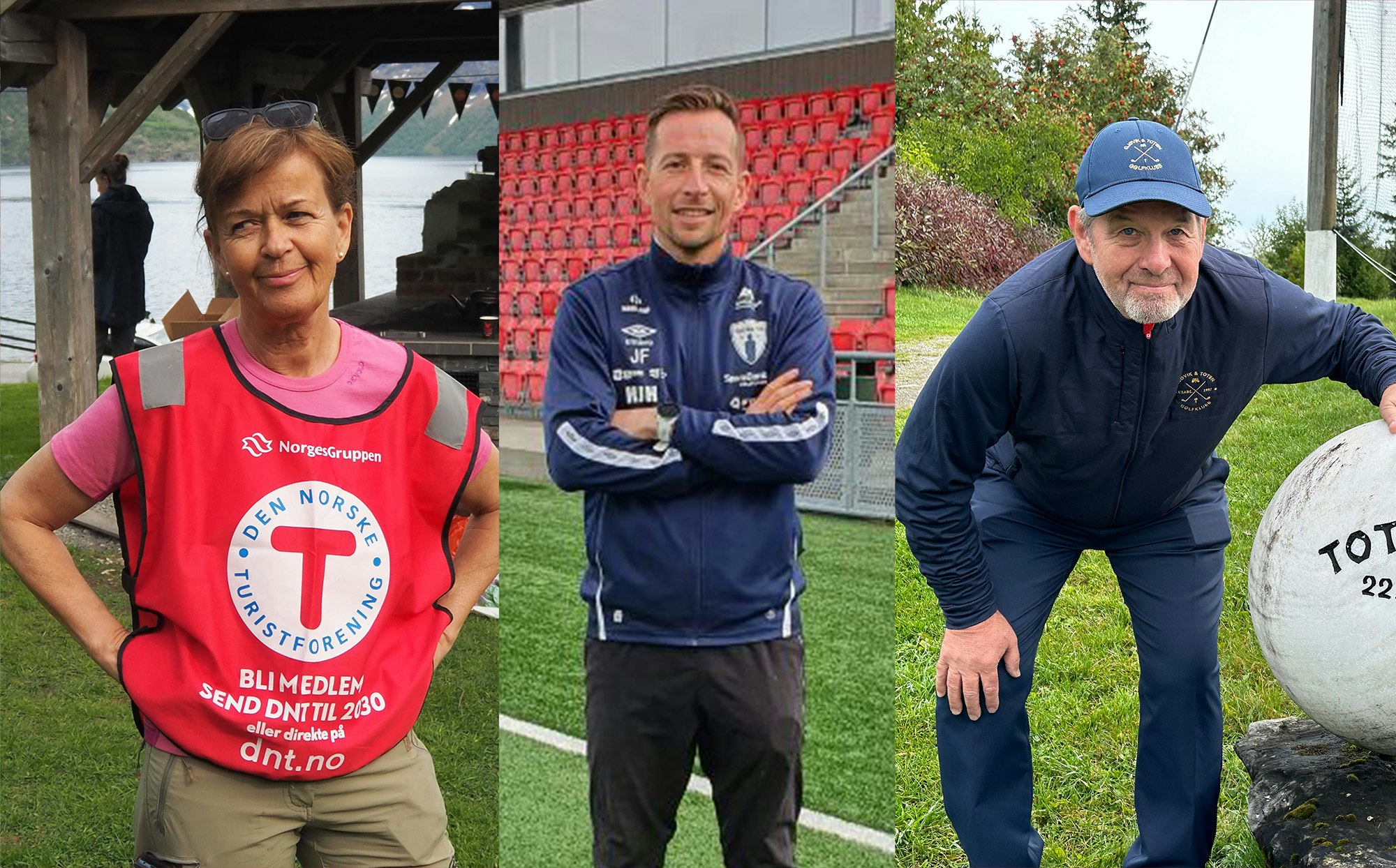 Grasrotmottakerne Linda Flem (DNT Sunnmøre), Jimmy André Fjelldalselv (Rana fotball) og Rolf Lønstad (Gjøvik og Toten golf).