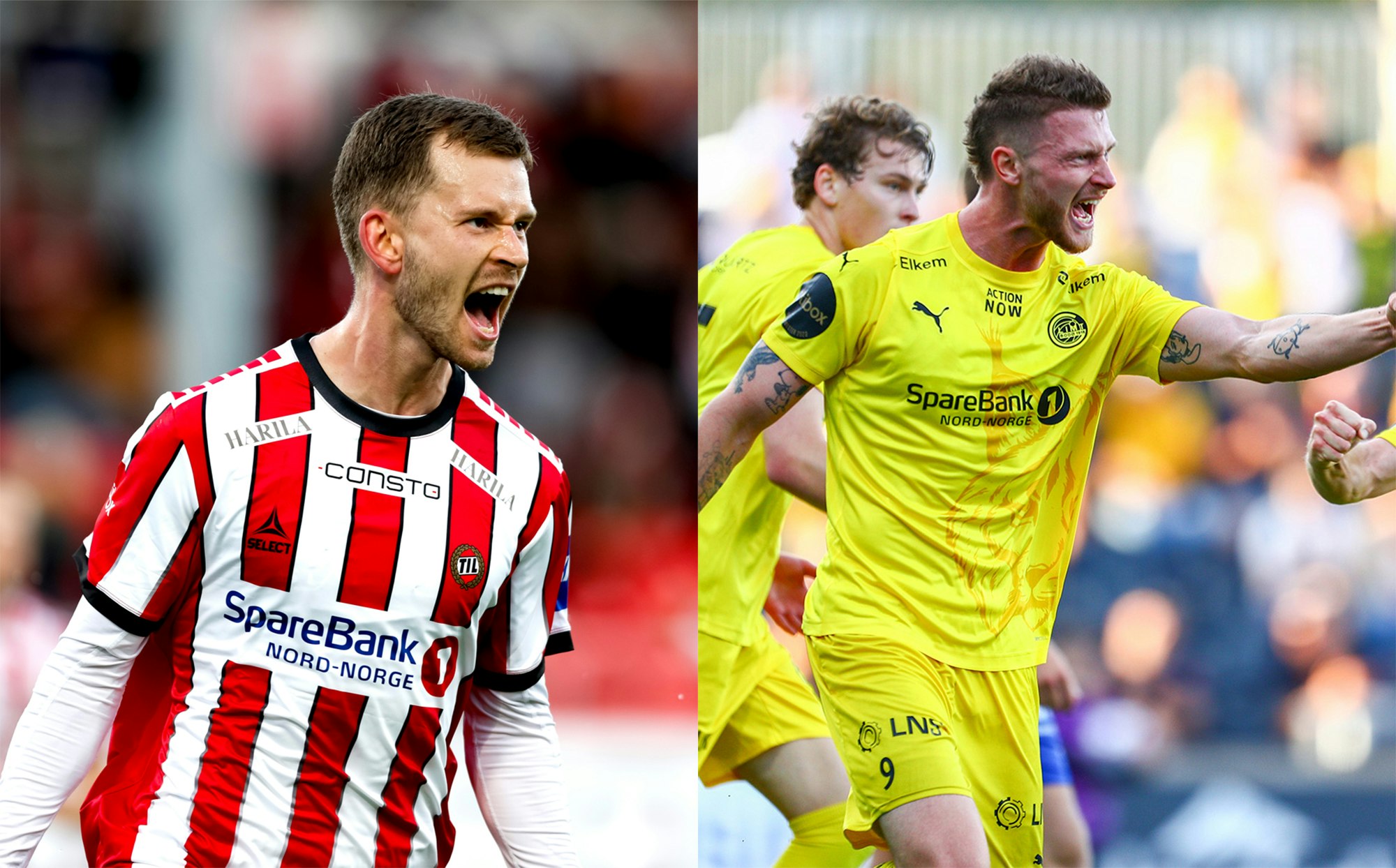 DERBY: Tromsø får besøk av Bodø/Glimt til "Slaget om Nord-Norge" lørdag kveld. T.v: Vegard Erlien, Kasper Høgh.