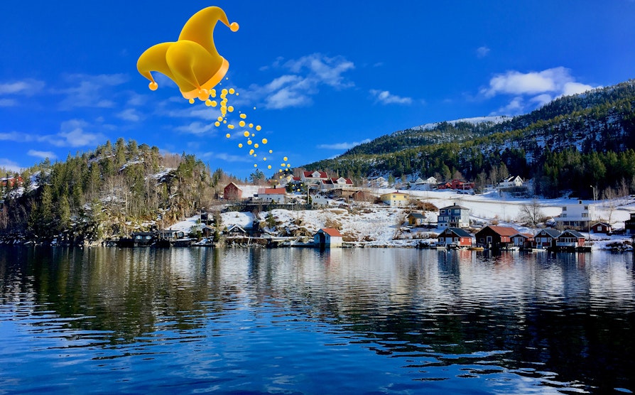 Joker-hatt over boligfelt i På Ørland i Trøndelag.