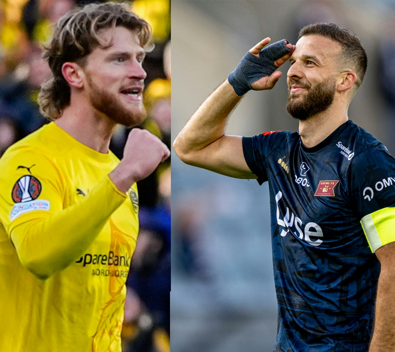 Bilde av Bodø/Glimt-spiller Kasper Høgh og Viking-spiller Zlatko Tirpic.