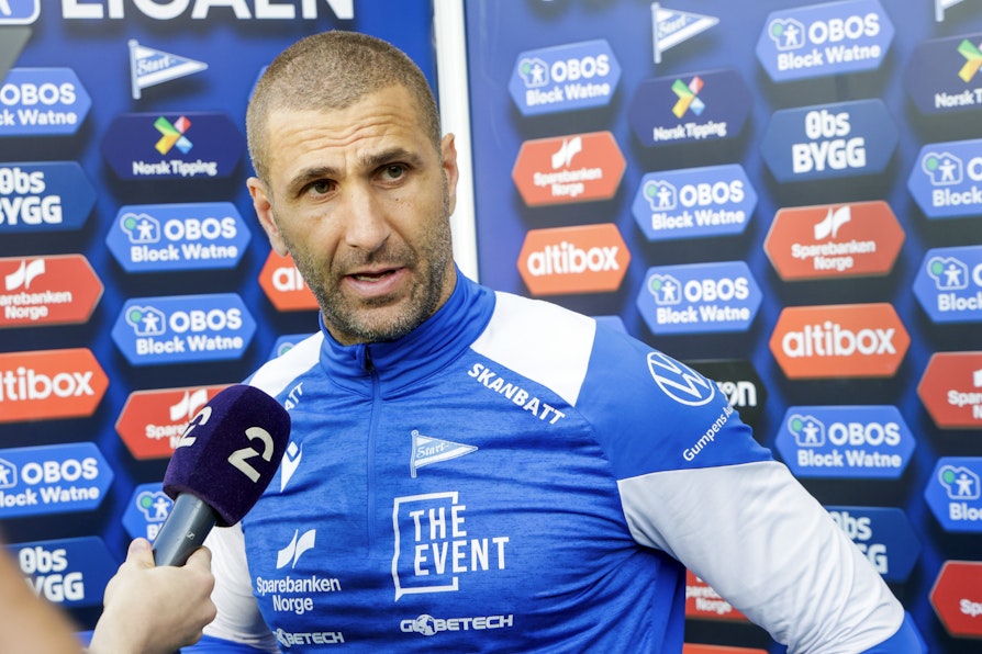 Starts trener Azar Karadas etter 1. divisjonskampen i fotball mellom Start og Aalesund på Sparebanken Norge Arena Kristiansand.