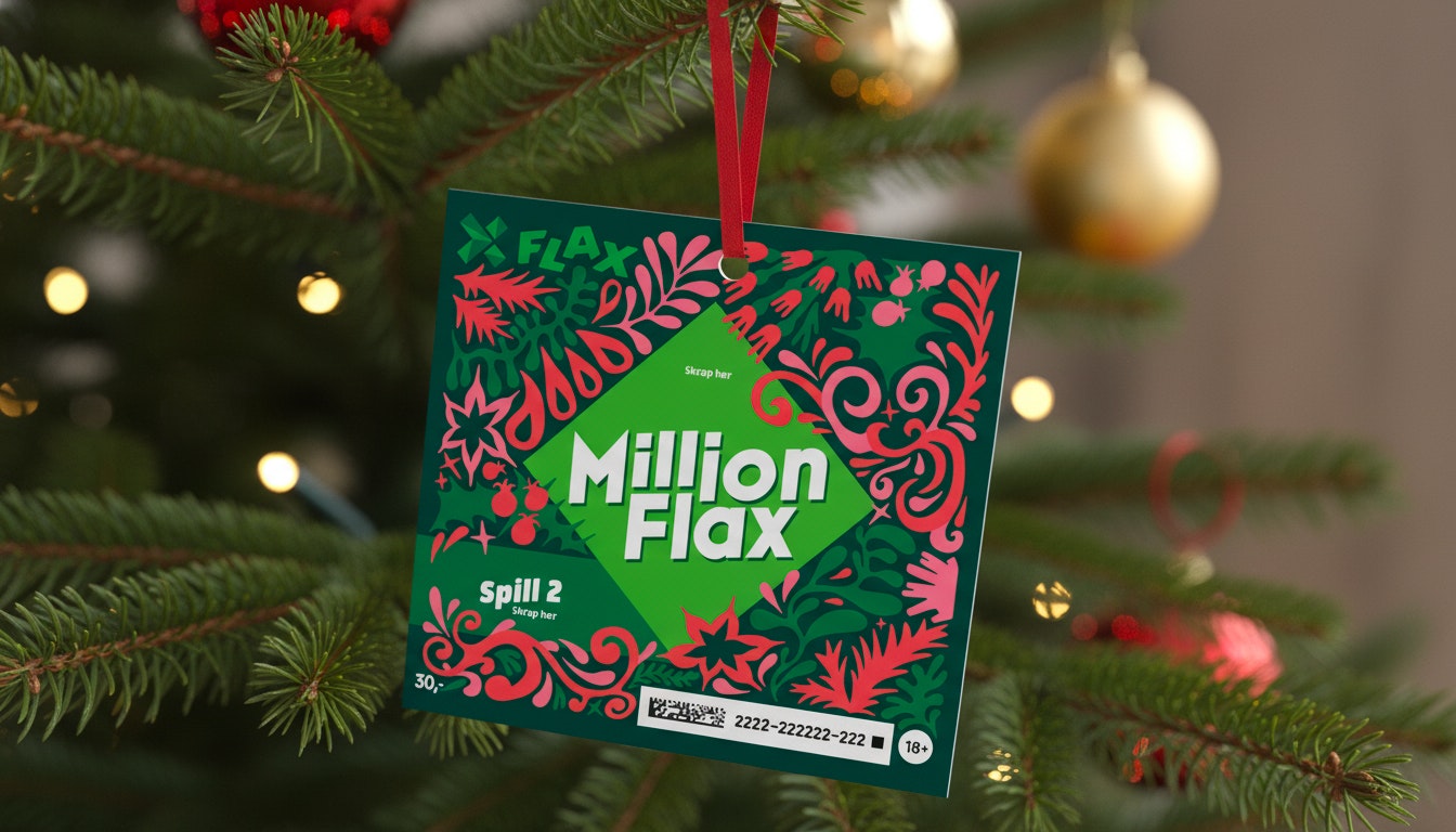 MillionFlax-lodd henger på et juletre