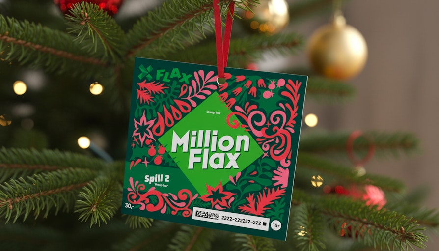 MillionFlax-lodd henger på et juletre