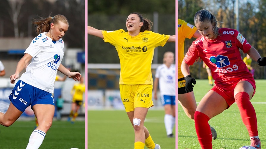 HVEM RYKKER NED: Kolbotn (t.v) ligger nederst før Toppserien avsluttes lørdag. Bodø/Glimt (i midten) og Røa (t.h) kan begge også rykke direkte ned