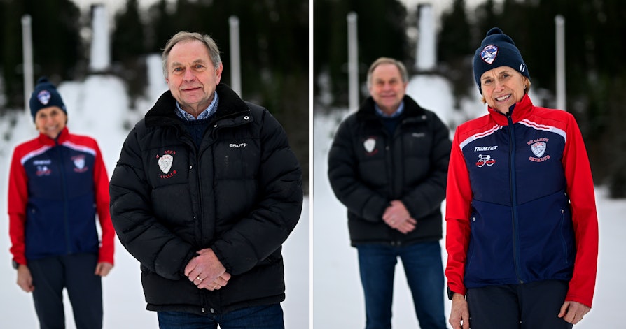 Eivind Grøv og kona Heidi Sørum Grøv (Byaasen Skiklub) er kretsvinnere fra Trøndelag til Ildsjelprisen 2026. Her er de ved anleggene til Byaasen Skiklub. (Foto: Ola Thorset, Norsk Tipping)