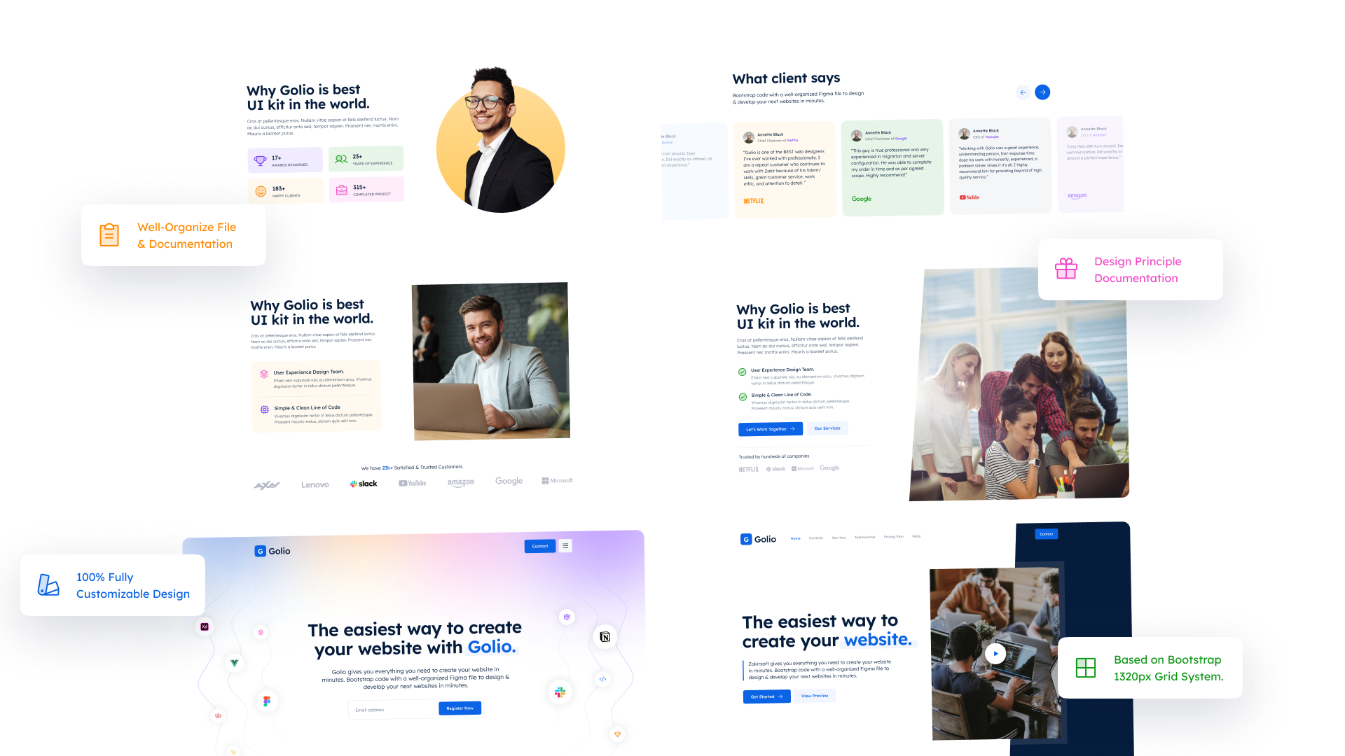 Golio - Free Landing Page UI Kit & Design System
