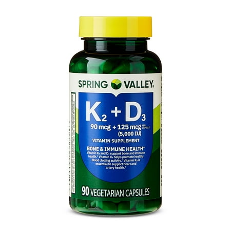 Spring Valley Vitamin K2 + D3 Dietary Supplement Vegetarian