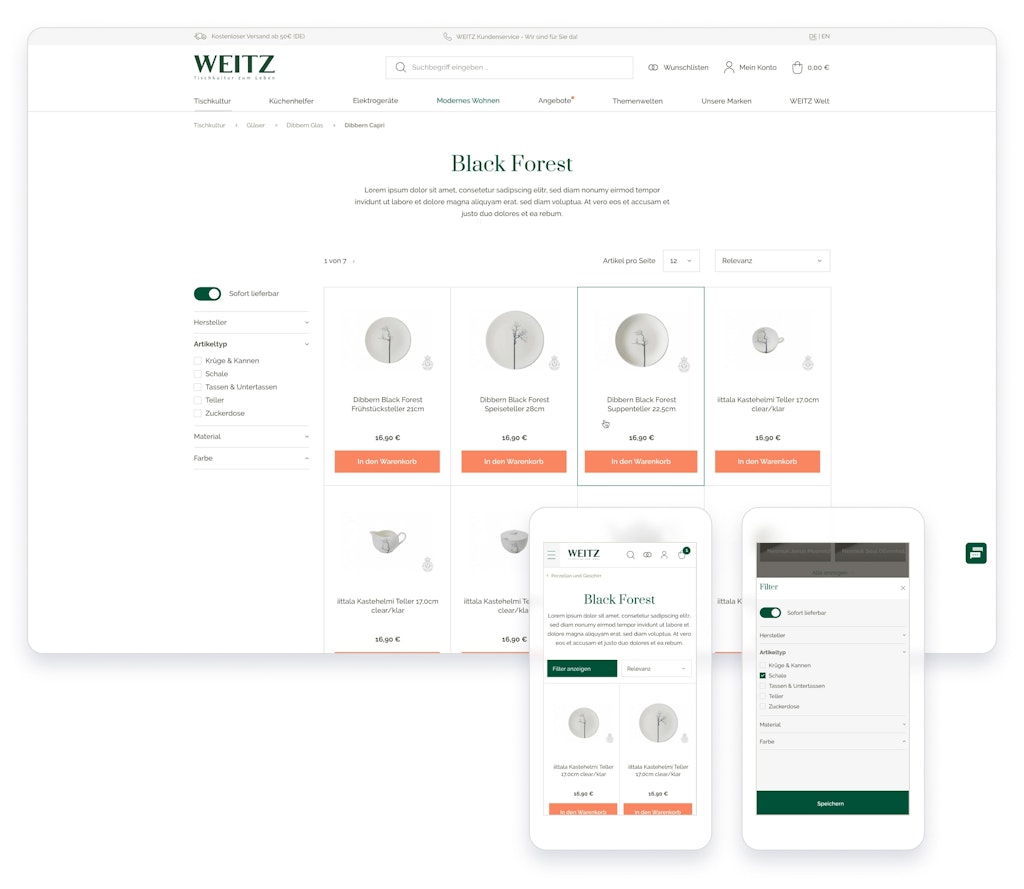 E-Commerce Design Kategorieseiten