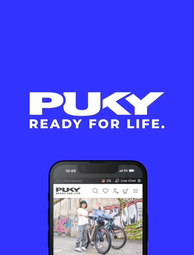 Eien Kachel mit einem Handy was die Startseite von puky.de zeigt