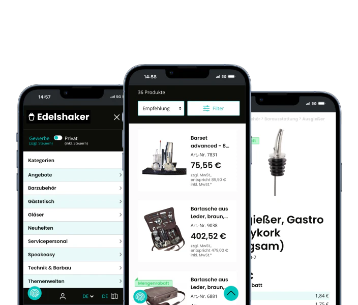 Onlineshop mobile Ansicht