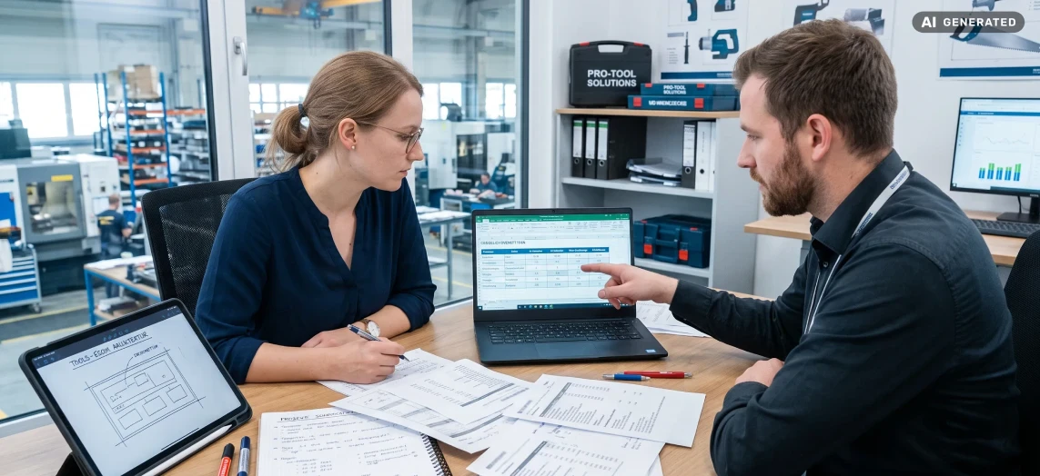Zwei Personen suchen gemeinsam das Zukunftssicherer B2B-Commerce: Der strategische Leitfaden zur Shopsystem-Wahl