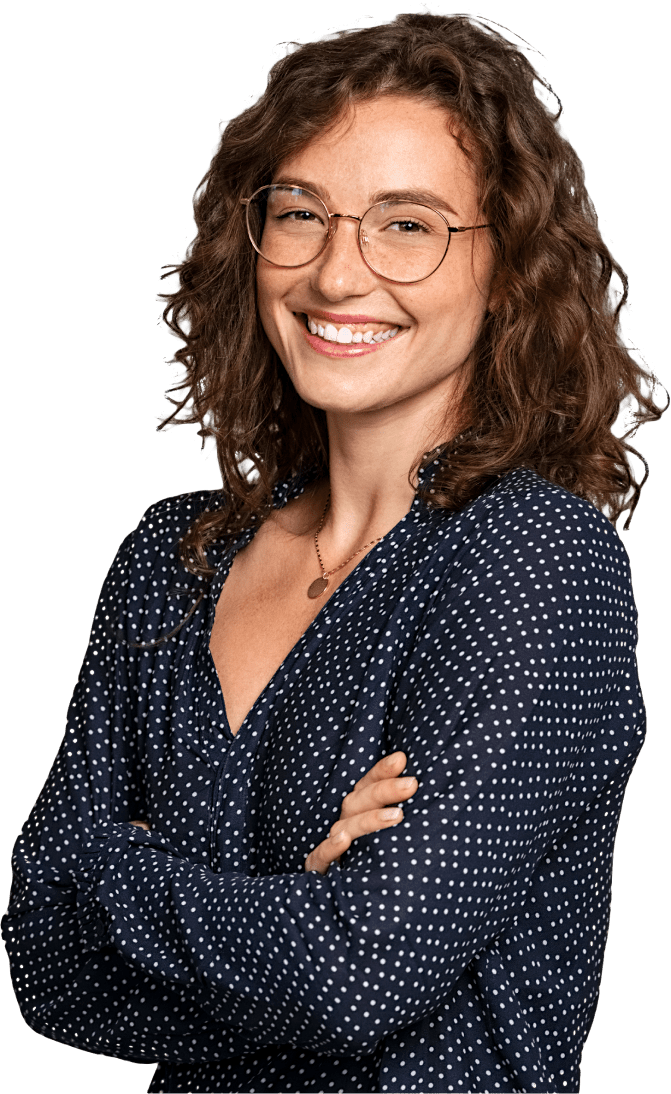 Smiling woman with glasses