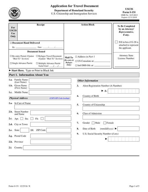 Form I-131 | Application for Travel Document | USA-immigrations.com