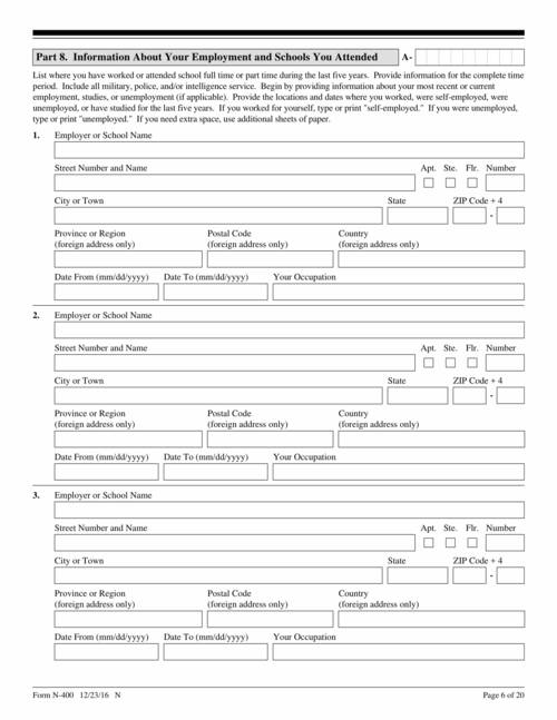 Form N 400 Application For Naturalization