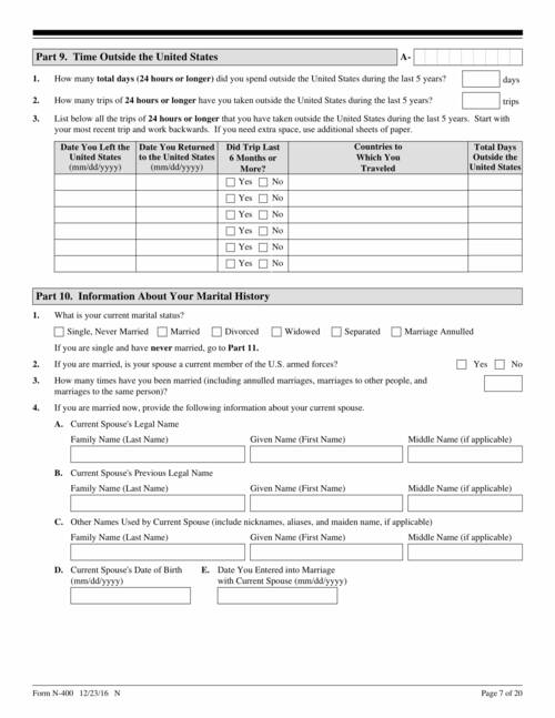 Printable N 400 Form Printable Forms Free Online