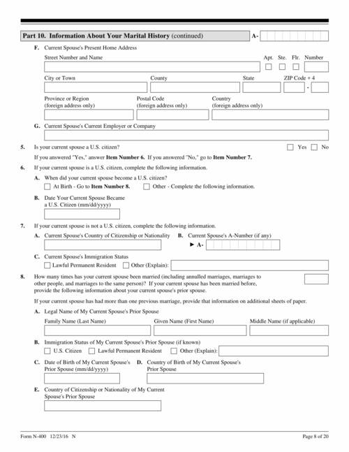 Form N 400 Application For Naturalization