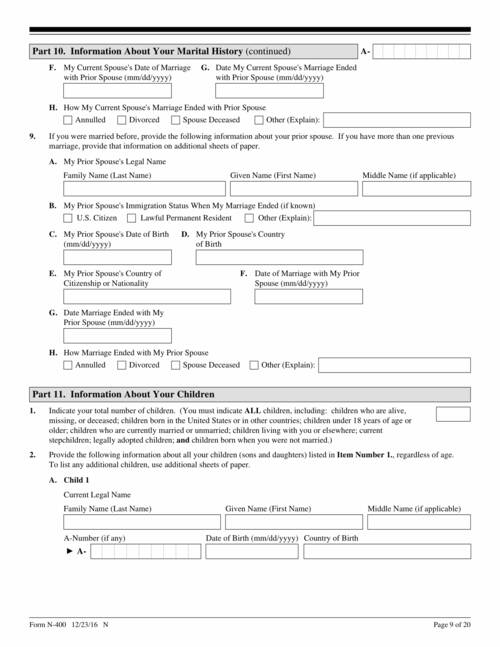 Form N 400 Application For Naturalization