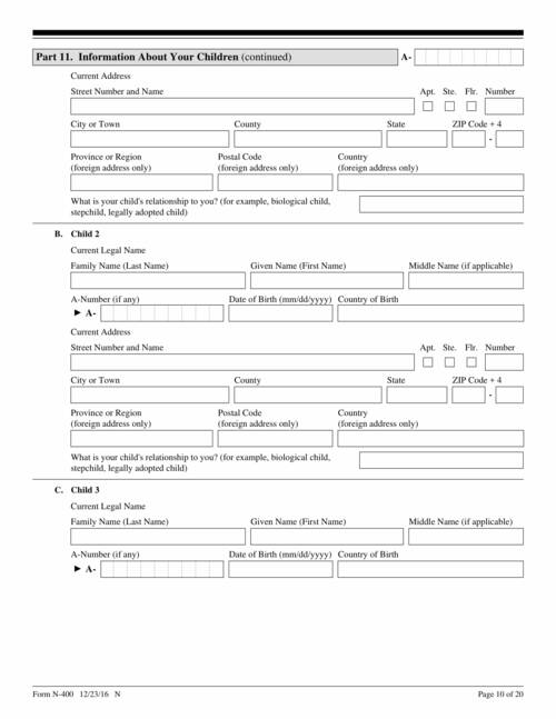 Form N 400 Application For Naturalization