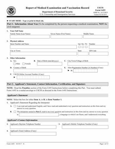 Form I-693 | Report of Medical Examination and Vaccination Record Form I-693 | Report of Medical Examination and Vaccination Record