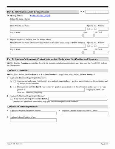 Application to File Declaration of Intention